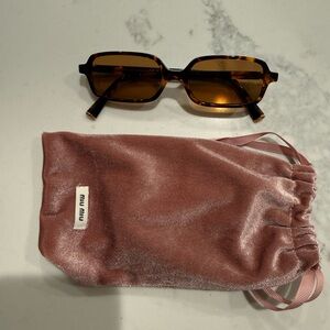 Miu Miu 11ZS Tortoiseshell Rectangular Sunglasses - Brown Lenses
